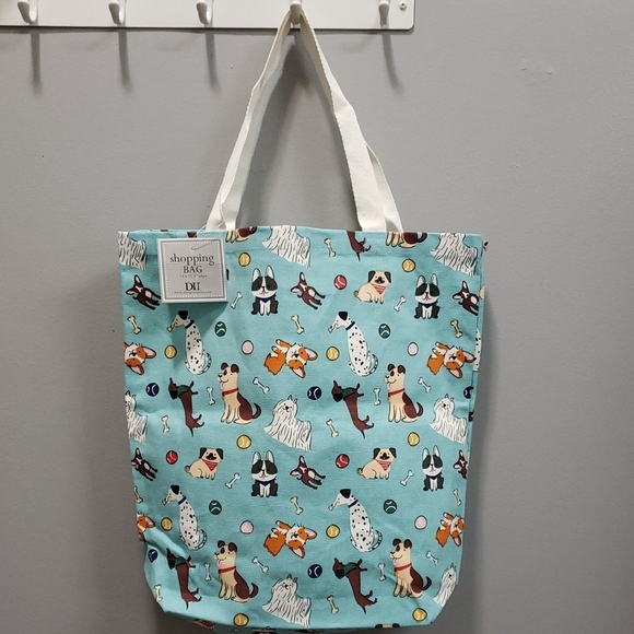 Design Imports International Handbags - Design Imports NWT 100% Cotton Dog Print Tote Shopping Bag